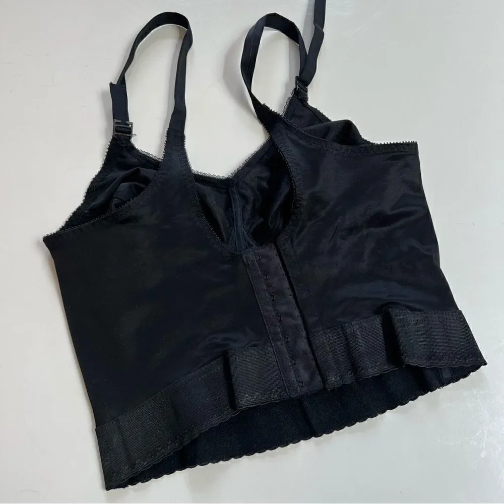 Vintage 1980s Sexy Black Bustier Corset Girdle Bralette 36C